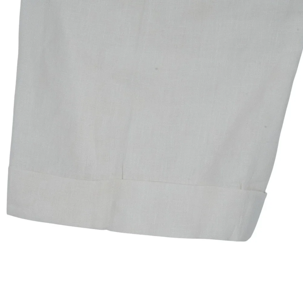 Ben Silver Charleston Mens 42 Dress Pants White Pleated Cuffed High Rise Linen